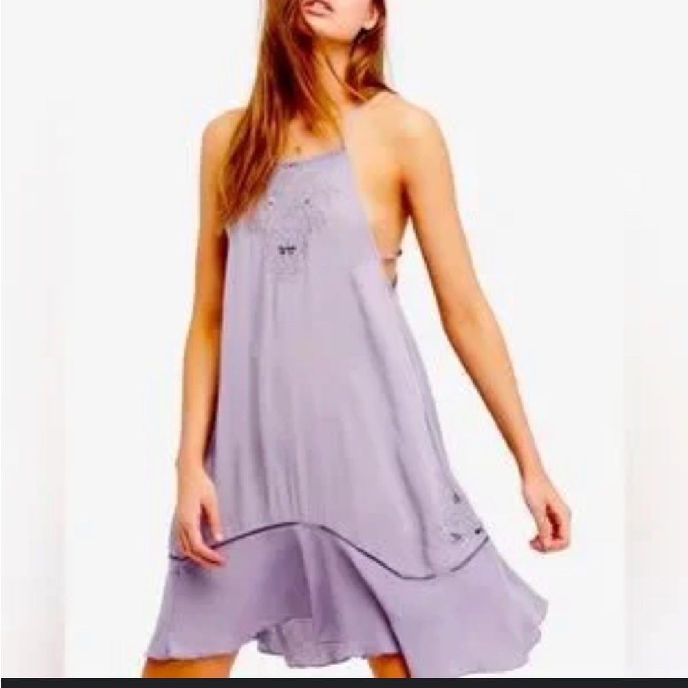 Free People Heat Wave Tunic Lilac Mini Dress